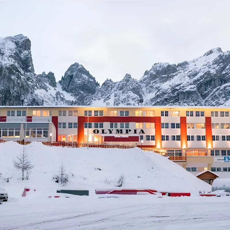 Village Hotel Olympia below the snowy peaks of Axamer Lizum